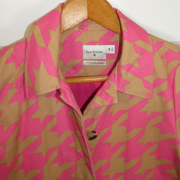 Isaac Mizrahi x Target Pink Tan Houndstooth Trench 20th Anniversary Collection M - Picture 3 of 5
